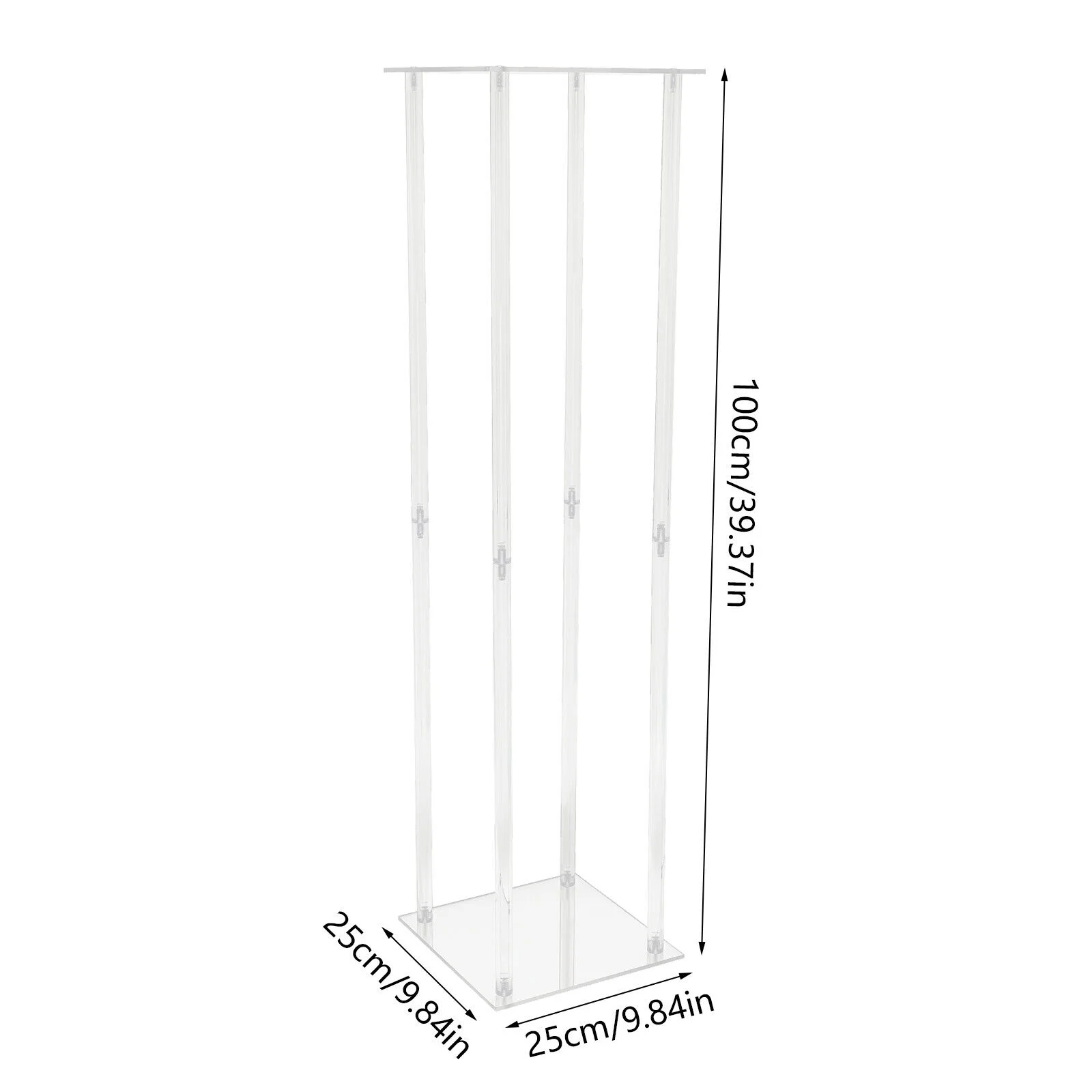39'' Clear Acrylic Flower Stand, Acrylic Wedding Rack Backdrop Stand Flower Vase Column, Tall Column Vase Centerpieces Wedding Decoration,Wedding Rectangle Rack