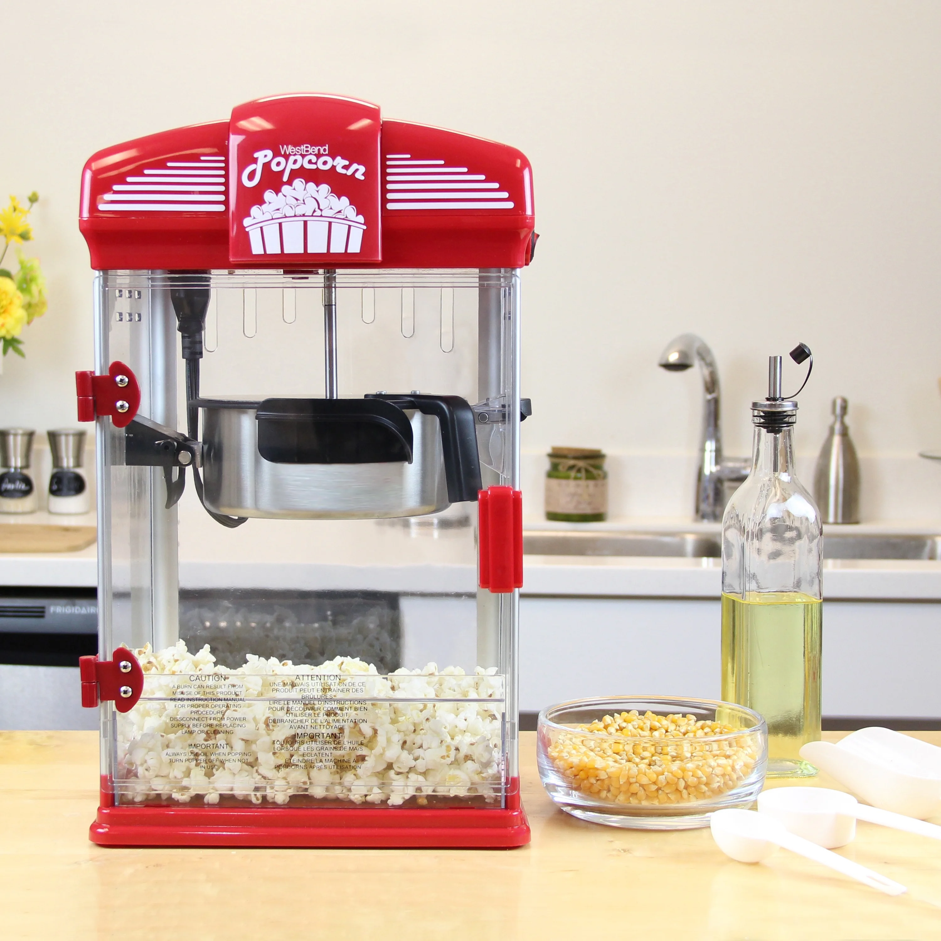 West Bend Hot Oil Theater Style Popcorn Popper Machine, offers Nonstick Kettle Fast & Durable, 82515