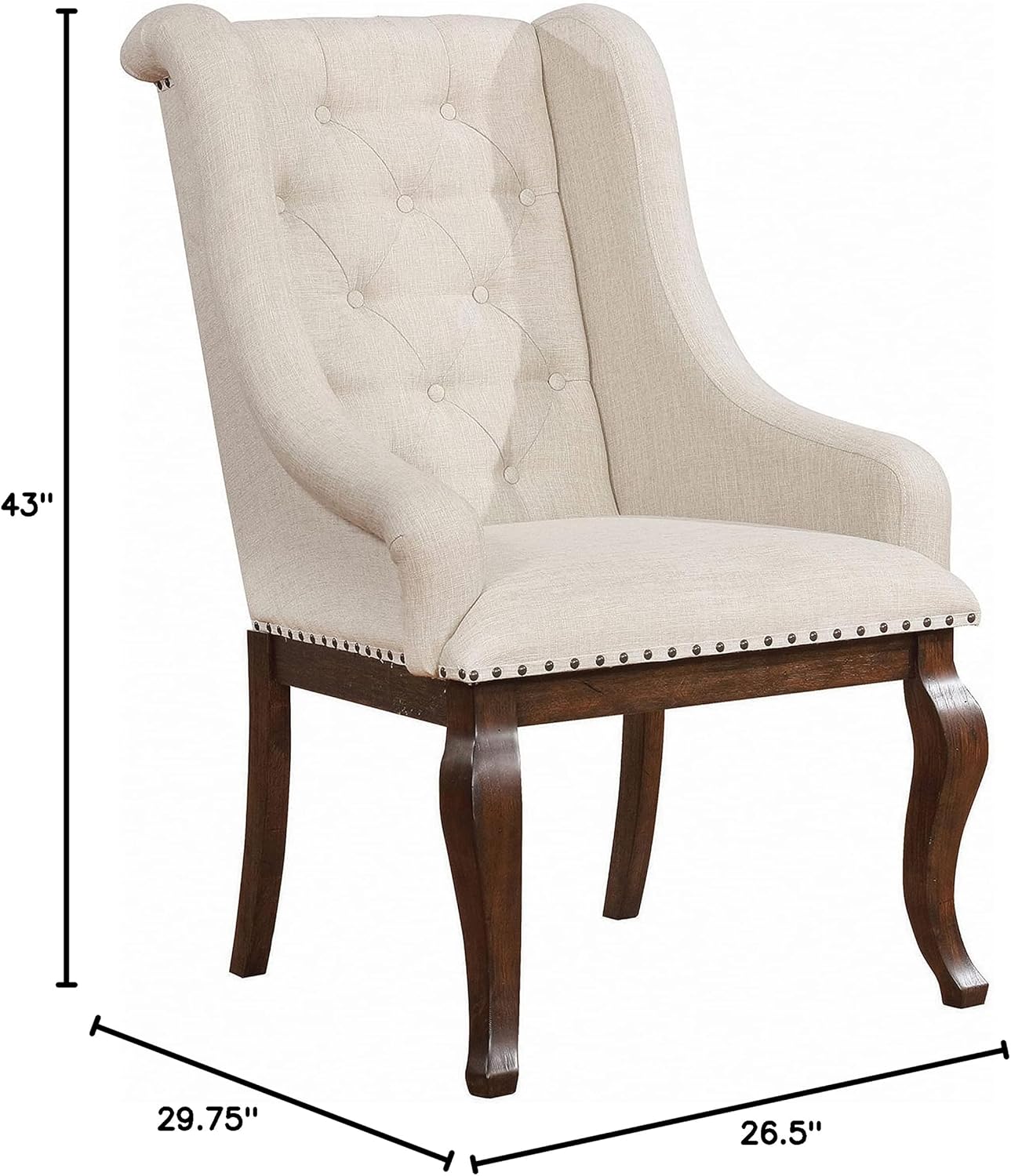 Coaster Home Furnishings Brockway Glen Cove Arm Chairs with Button Tufting and Nailhead Trim Antique Java and Cream (Set of 2)