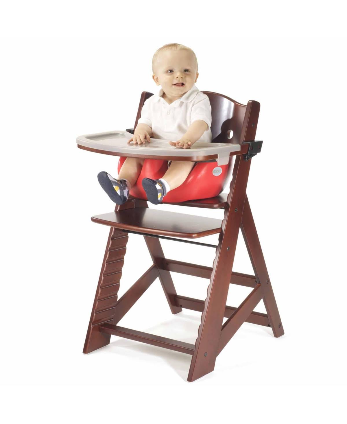 Keekaroo Height Right High Chair Espresso with Infant Insert and Tray in Cherry