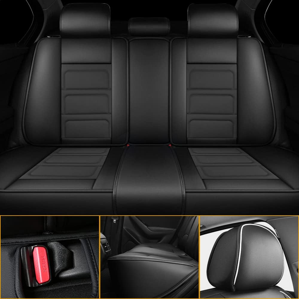 Car Seat Covers Waterproof Full Set Seat Covers Fit for 1996-2017 Toyota Camry Leather&Linen Vehicle Cushion Cover Compatible with Airbag