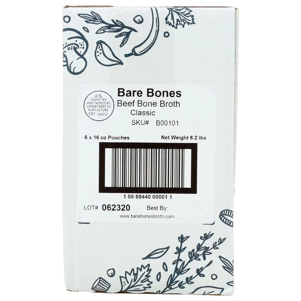Bare Bones Grass Fed Beef Bone Broth, 16 Ounce -- 6 per Case.