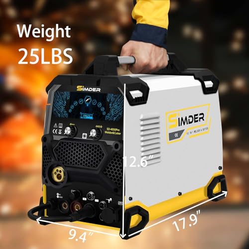 SSIMDER Aluminum MIG Welder Pulse MIG/MAG/HF TIG/Stick/Pilot ARC Plasma Cutter 200A Welding Machine SD4050Pro 10 in 1 Welder Cutter Combo
