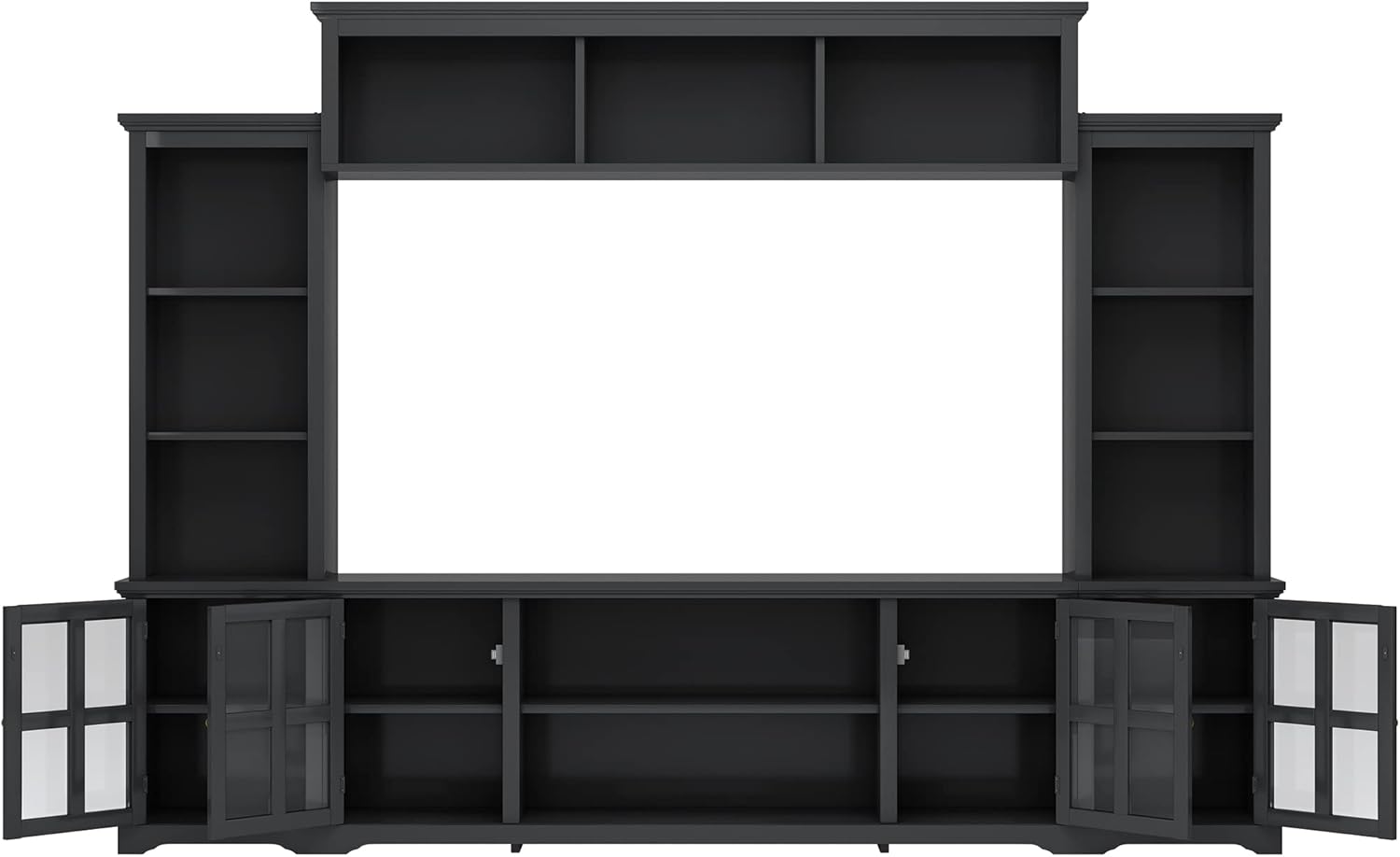 Entertainment Wall Unit with Bridge, Stand Media Console Table for TVs Up to 70