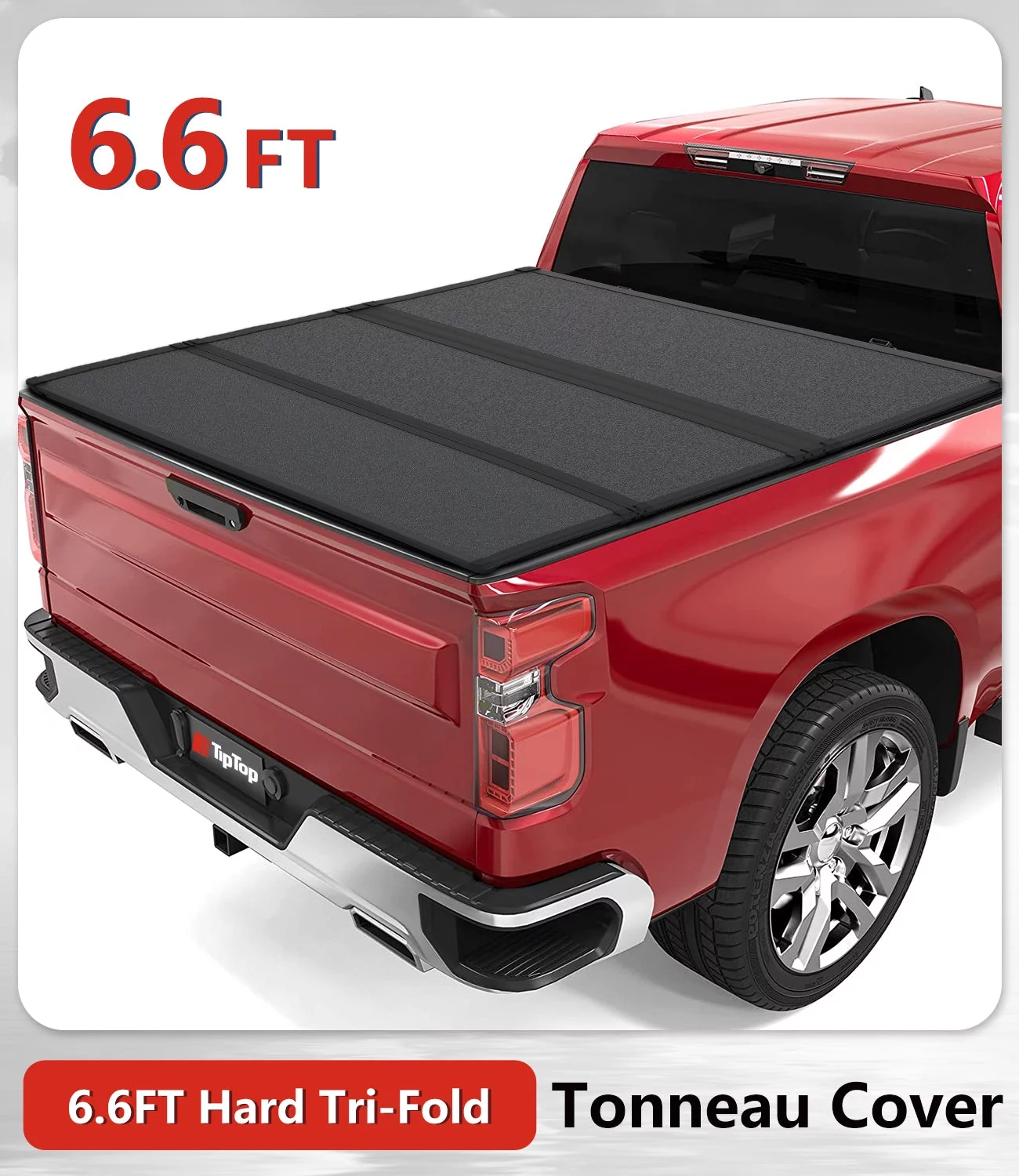 TIPTOP Tri-Fold Hard Tonneau Cover Truck Bed FRP On Top For 2007-2023 CHEVY Silverado 1500 & GMC Sierra 1500 with 6.6ft Bed (78.9