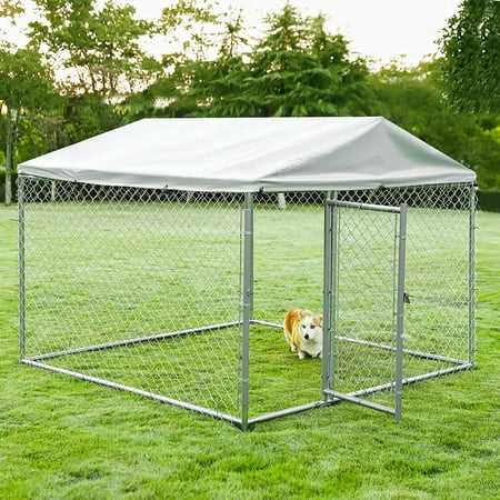 Vivijason Outdoor Large Dog Kennel Heavy Duty Fence Dog Cage with Galvanized Chain Link, Outside Pen Playpen Dog Run House with UV & Waterproof Cover - Pet Supplies online store