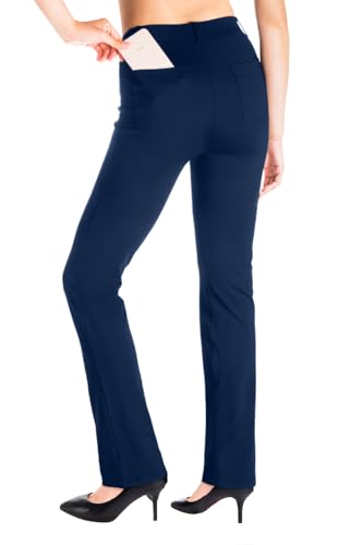 Yogipace,Belt Loops,Women's Petite/Regular/Tall Straight Leg Yoga Dress Pants
