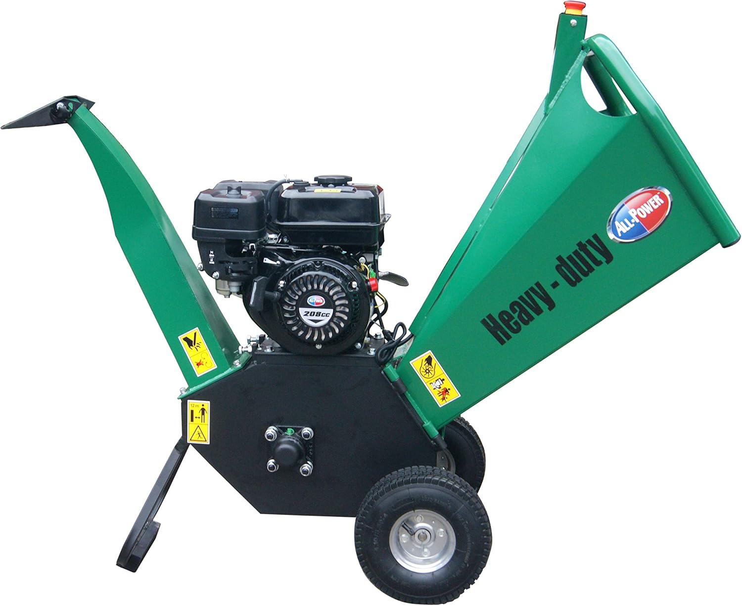 All Power America APWC420 Heavy Duty Durable Wood Chipper Shredder Mulcher-Max 6 Inch Cutting Diameter Capacity Gas Powered, 15HP 420cc, 6 inch, Green/Black