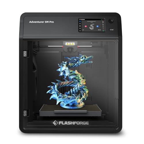 FLASHFORGE Adventurer 5M Pro 3D Printer, 600mm/s High Speed FDM Printer with Fully Auto Leveling, Quick Detachable 280°C Nozzle Bundle, Remote Control, Dual Filtration System, Print Size 220×220×220mm