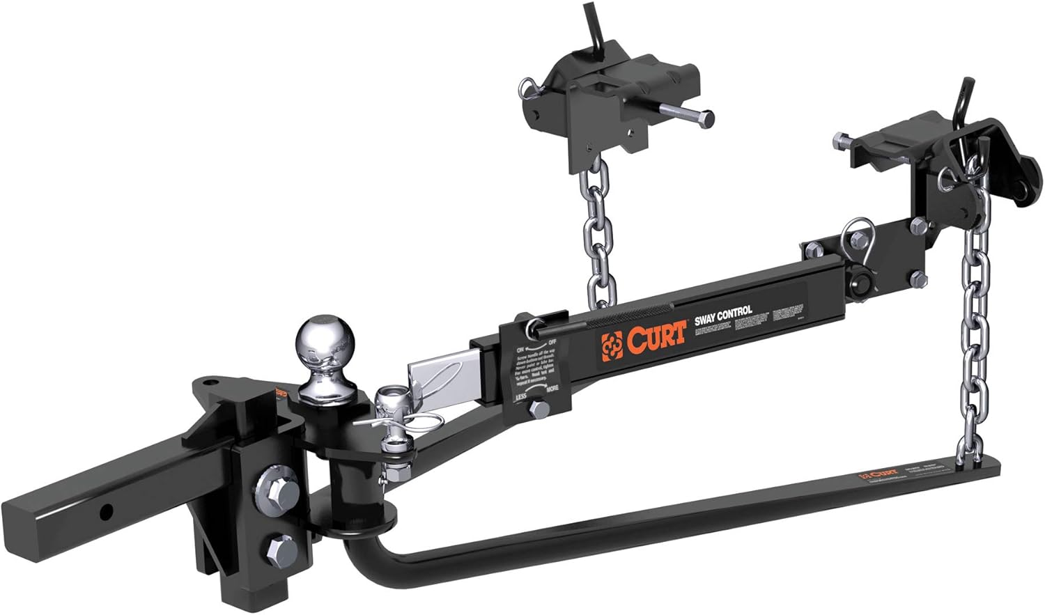 CURT 17062 Round Bar Weight Distribution Hitch with Integrated Lubrication and Sway Control, Up to 10K, 2-in Shank, 2-5/16-Inch Ball, Black