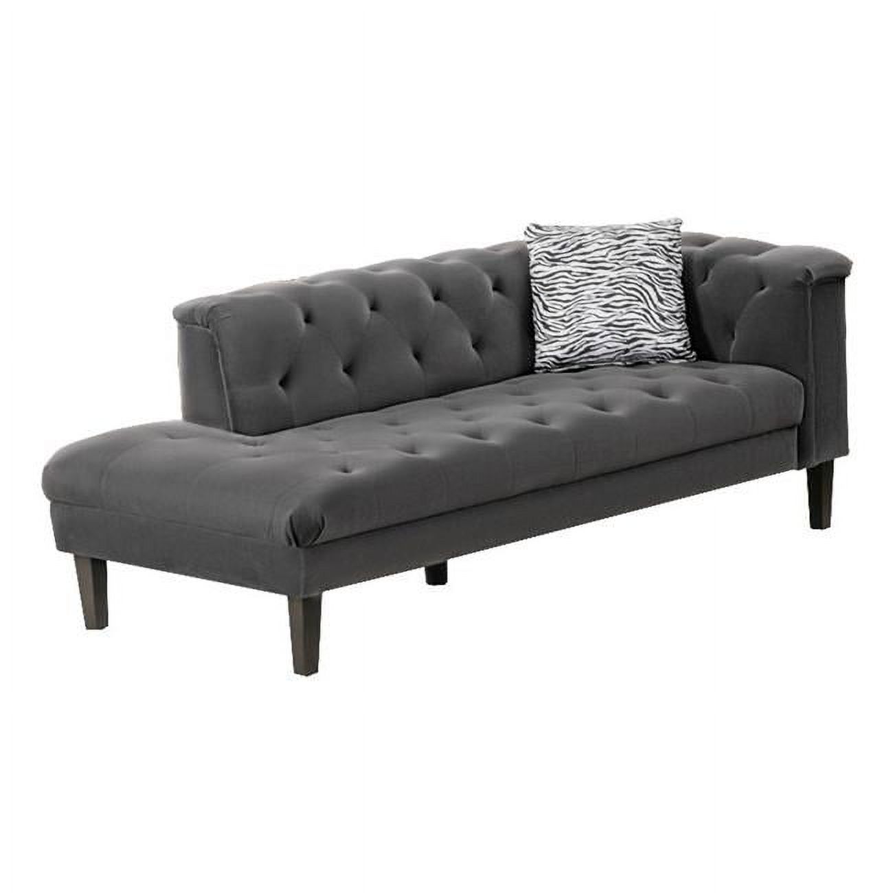 77 in. Aki Chaise Lounger with Pillow, Deep Button Tufted, Gray