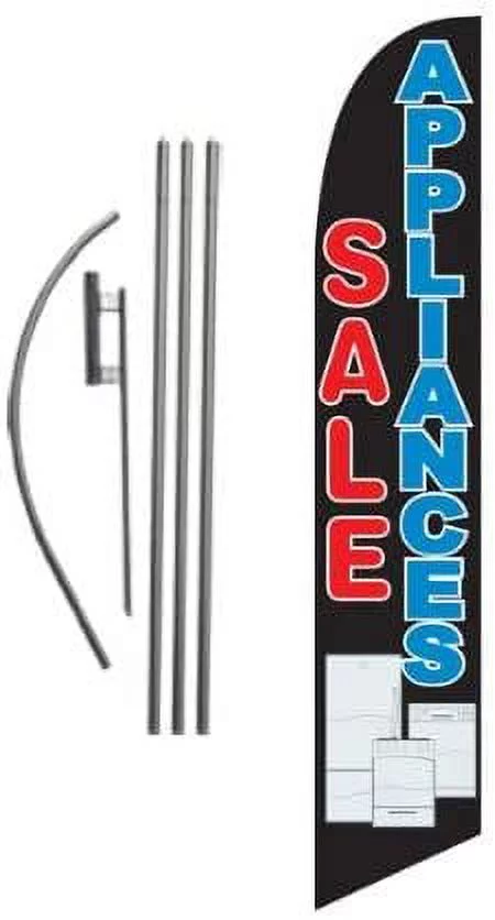 Appliances Sale Advertising Feather Banner Swooper Flag Sign with Flag Pole Kit and Ground Stake