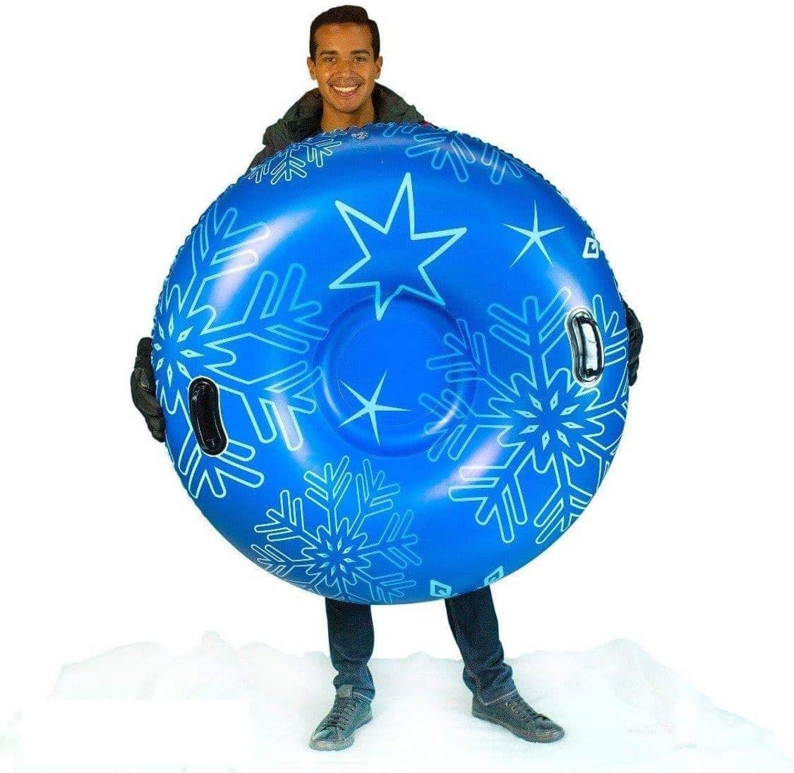 SNOWCANDY Snow Tube 48 Blue Pro-Tuber Edition, Inflatable Snow Sled Toboggan for Kids and Adults, Heavy Duty with Handles and Bottom, Winter Outdoor Sledding, Easy to Inflate and Deflate