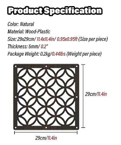 Privacy Partition Screen Hanging Room Divider Screens Panels Wall Separator Decor, Hollow Out Design Wood Plastic Panel Room Divider for Living Room Bedroom Office Restaurant(Natural,55Pcs)