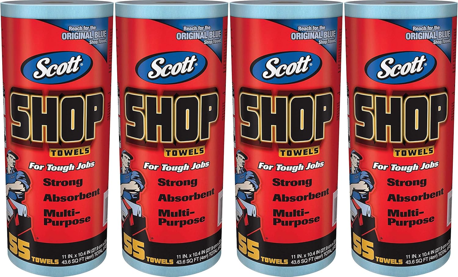 Scott 75130 Shop Towels, 55 Towels, 4 Pack