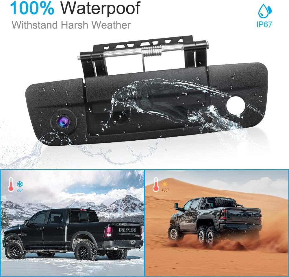 Dodge Ram 1500 2500 3500 (Years 2009-2016) Backup Camera, Rear View Camera, Tailgate Handle Camera for Dodge Ram GOBGOD Pack of 2