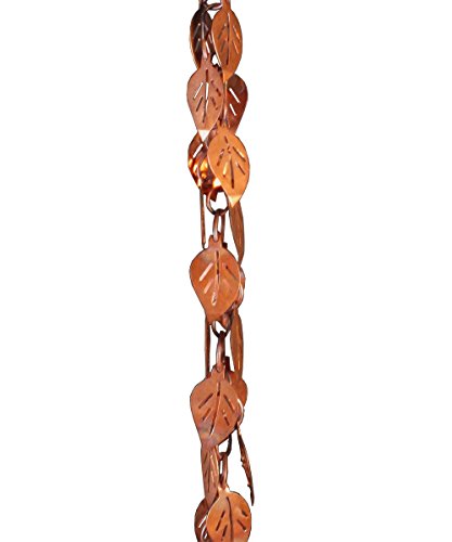 Monarch Rain Chains Pure Copper Cascading Leaves Rain Chain, 3 Feet Length Extension Replacement Downspout for Gutters