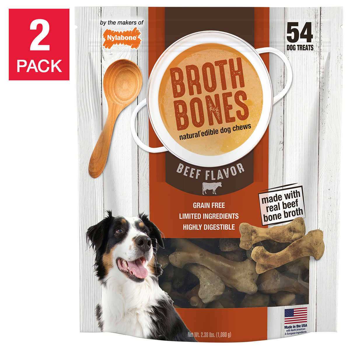 Nylabone Broth Bones Natural Edible Dog Chews - Pet Supplies online store