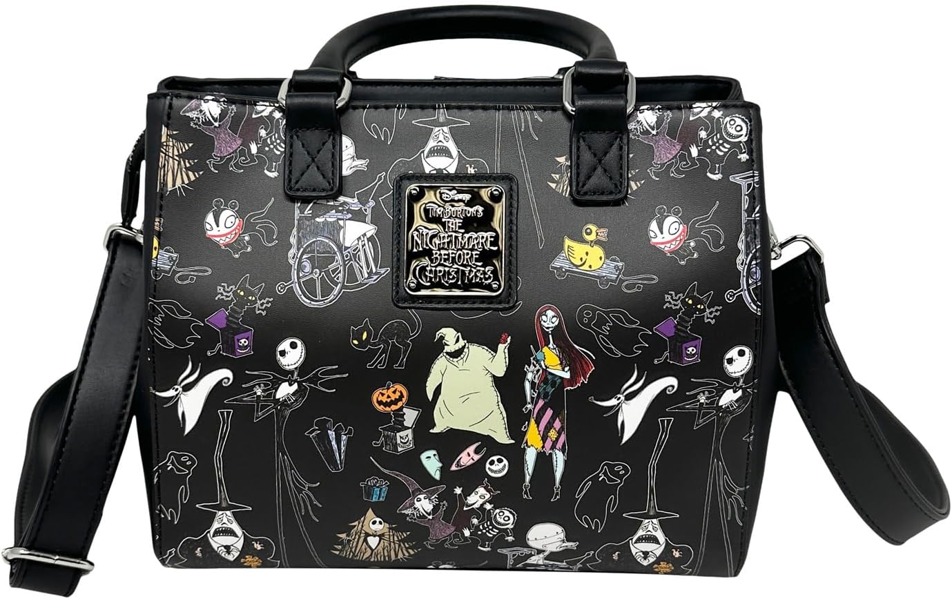 Loungefly Disney The Nightmare Before Christmas Allover Print Crossbody Satchel Handbag Purse