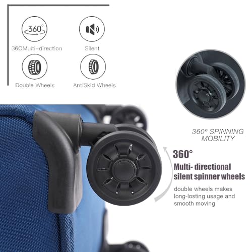 Softside Luggage Sets With Spinner Wheels, Softshell Lightweight Suitcase With Expandable And TSA Lock, 3pcs Set (blue)