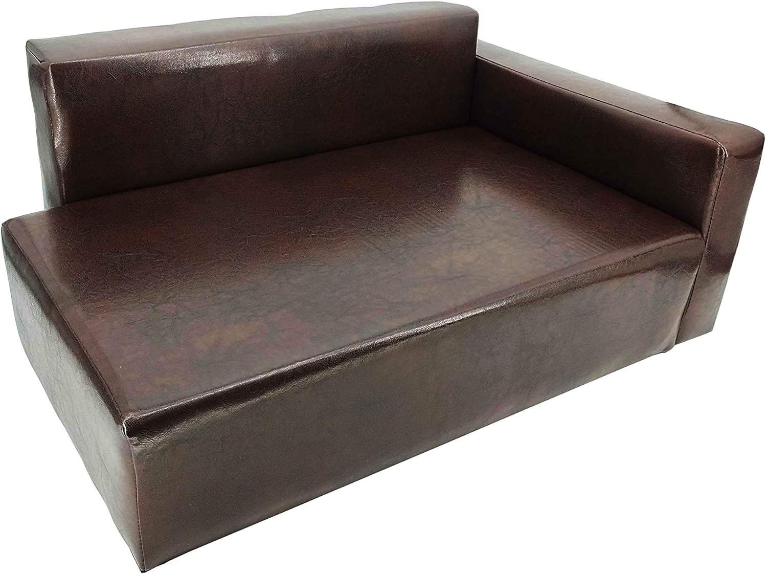 Dog Sofa Bed Brown Synthetic Leather Recliner L Lounge Chair Couch Seat Chaise 30X20x13 Seating Area Is 27X16