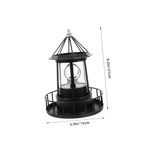 DOITOOL Rotating Light Solar Lighthouse Light Garden Solar Lighthouse Solar Lighthouse Tops Solar Rotating Light LED Solar Lamp Landscape Lamp Outdoor Light (Black) Lighthouse Lawn Ornament