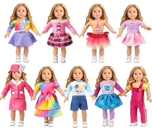 9 Sets American 18 Inch Doll Clothes and Accessories - Outfits Sets - Princess Fashion Bundle for Girl(No Doll)