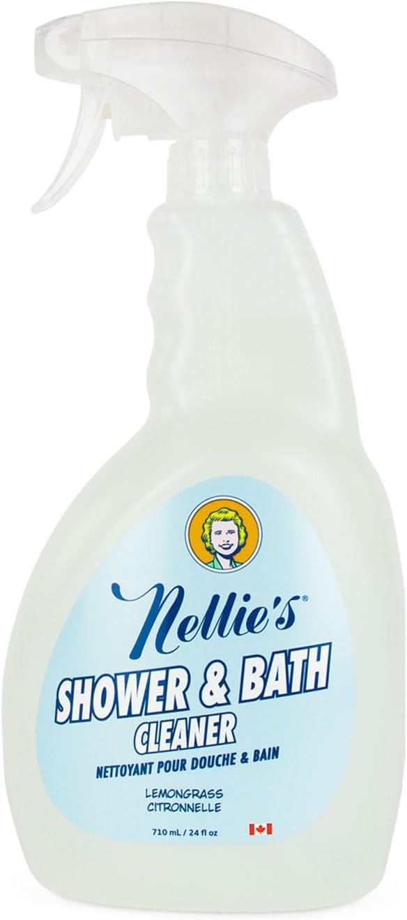 Nellie's Shower & Bath Cleaner - Plant-Based Bathroom Cleaner - Removes Soap Scum and Grime - Biodegradable, Leaping Bunny Certified, Environmentally-Friendly (24 fl oz.)