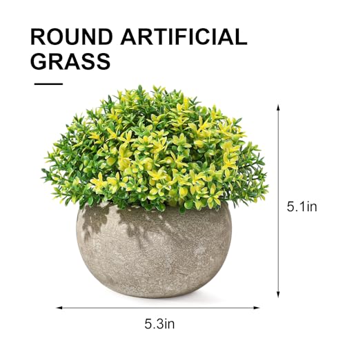 Fake Plants Artificial Plant Mini Faux Grass Ball in Paper Pots Artificial Succulent Plants for Office Home Bedroom Desk Windowsills Living Room Office Decortion