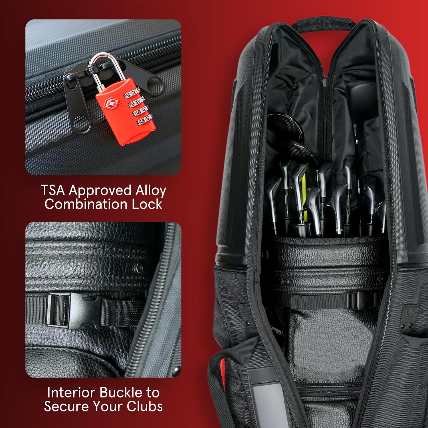 Golf Travel Bags for Airlines with Hard Case Top - Golf Travel Bag with 1680D Ballistic Nylon & Tank Wheels - Compact Design with TSA Lock and Dust Bag - Light & Easy to Maneuver Golf Travel Cover