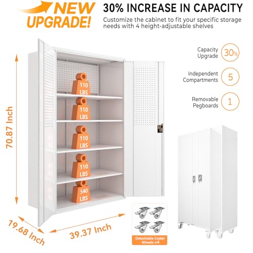 Corner Storage Cabinets Floor Corner Cabinet with Two Doors and Adjustable Shelves, Metal Storage Cabinet Corner Shelf for Hallway, Bathroom, Kitchen