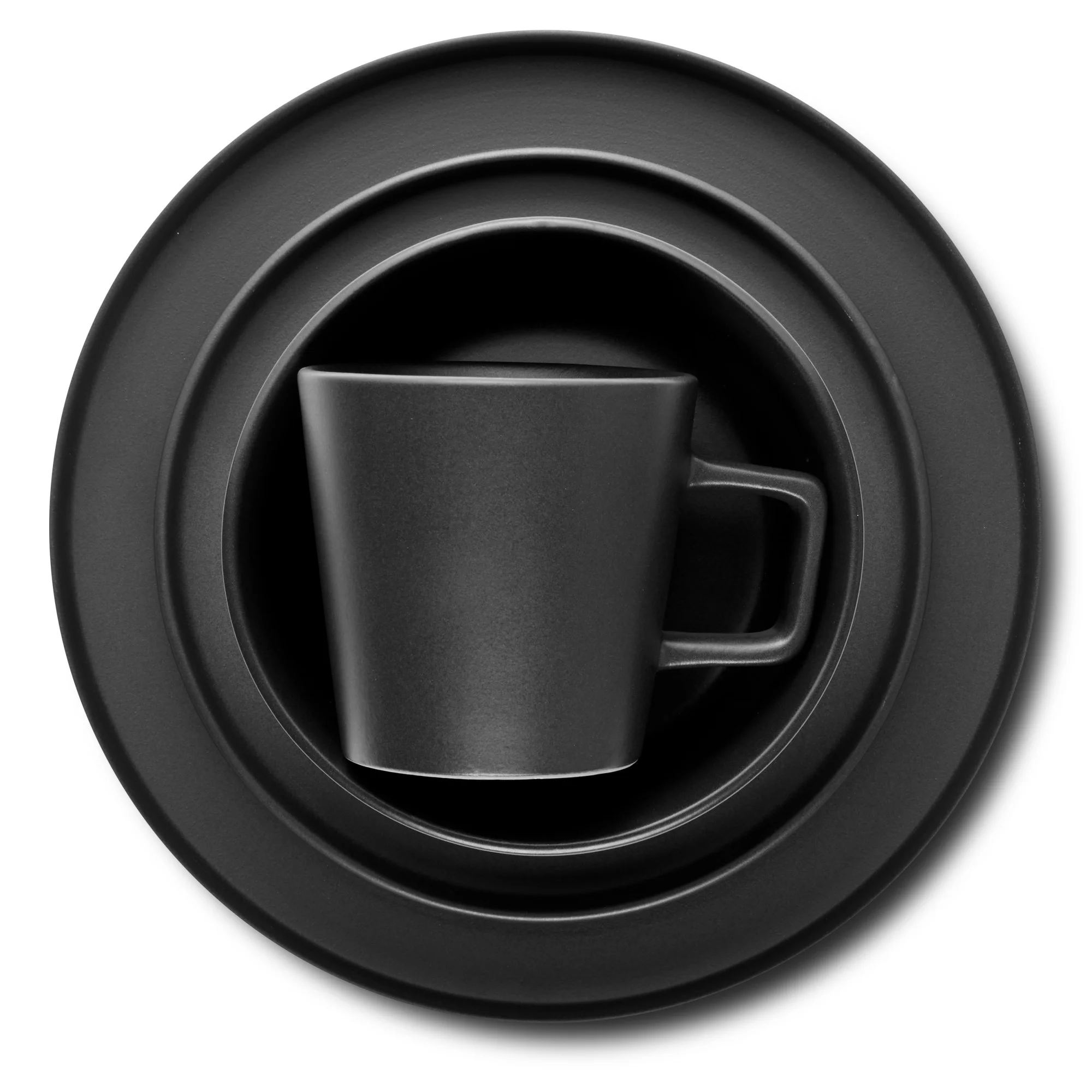 Stone Lain 16 Pieces Stoneware Round Dinnerware Set, Service for 4 in Black Matte, Fashionable Modern Dishes