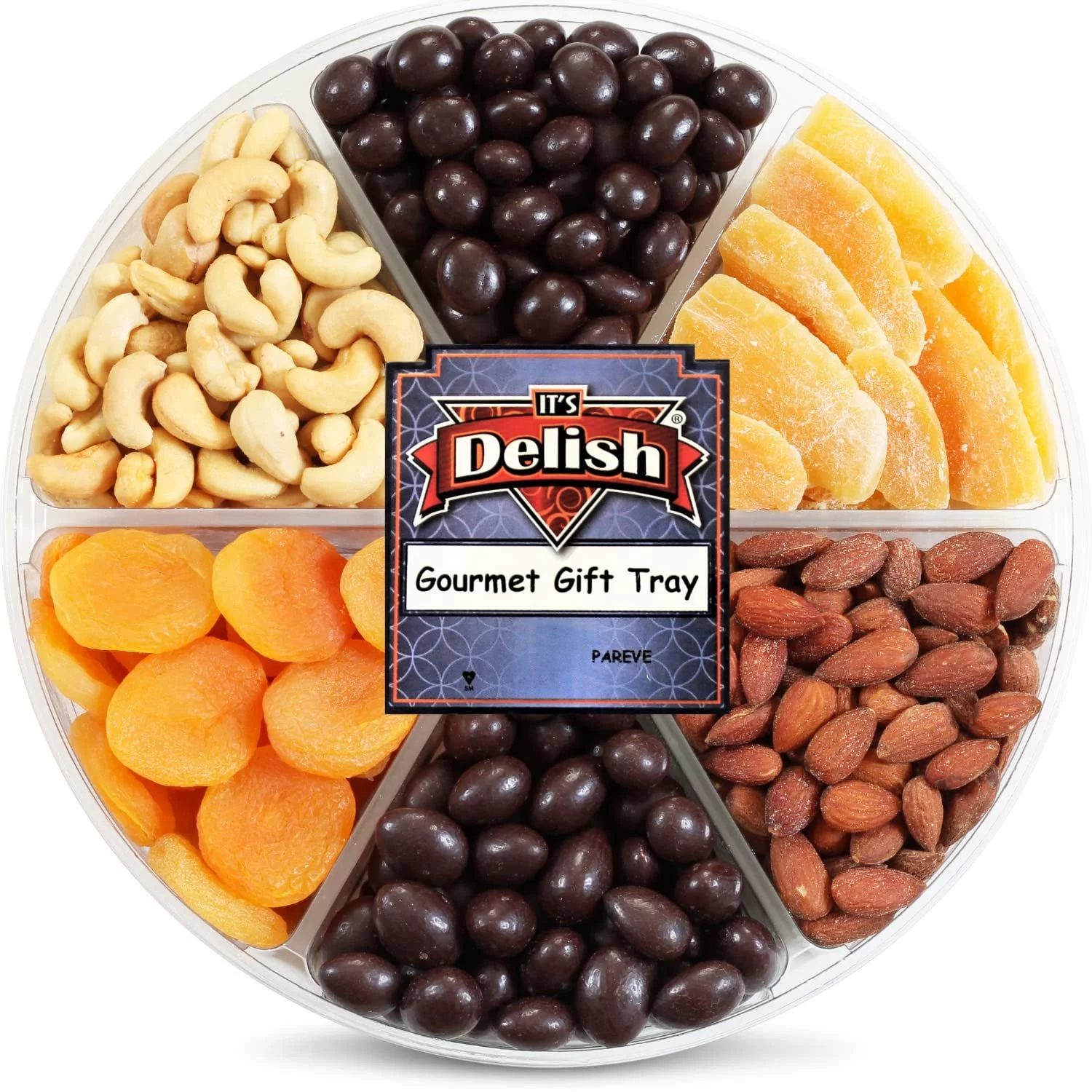 Gourmet Nuts Gift Basket - Chocolate and Dried Fruit Large Gift Tray 6-Pt by It's Delish  Valentines Fathers Mothers Day Anniversary Family Parties Birthday Gift Box - Vegan, Kosher