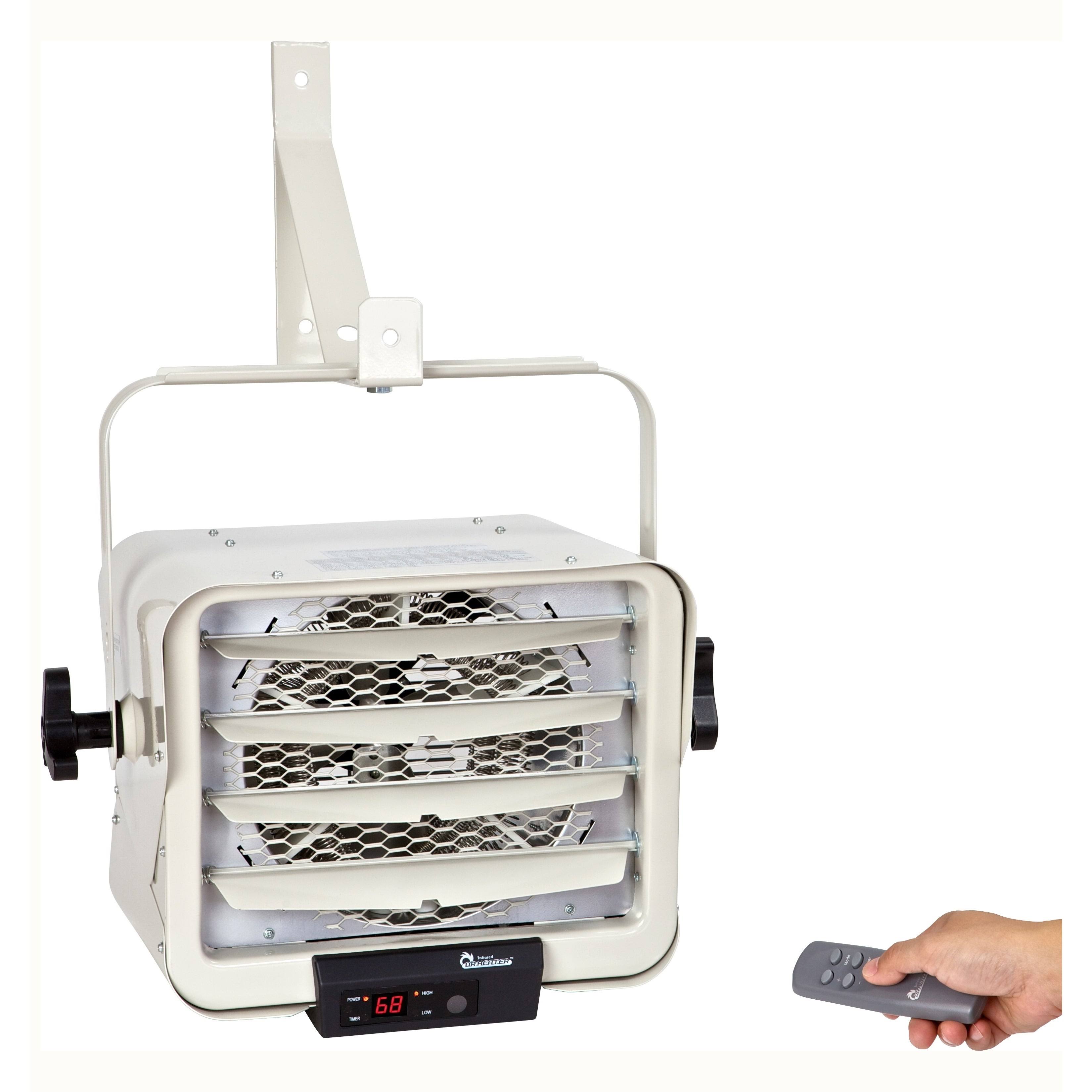 Dr Infrared Heater DR-975 7500-Watt 240-Volt Hardwired Shop Garage Electric Heater, Wall/Ceiling Mounted with Remote Controlled
