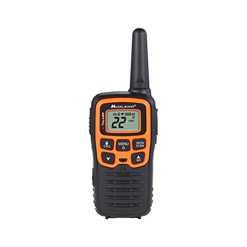 Midland- T51VP3 X-TALKER Spotting and Recovery Walkie-Talkie Long Range - FRS Two Way Radio for kids Caravanning with NOAA Weather Scan + Alert, 38 Privacy Codes - Black/Orange - 2 Pack
