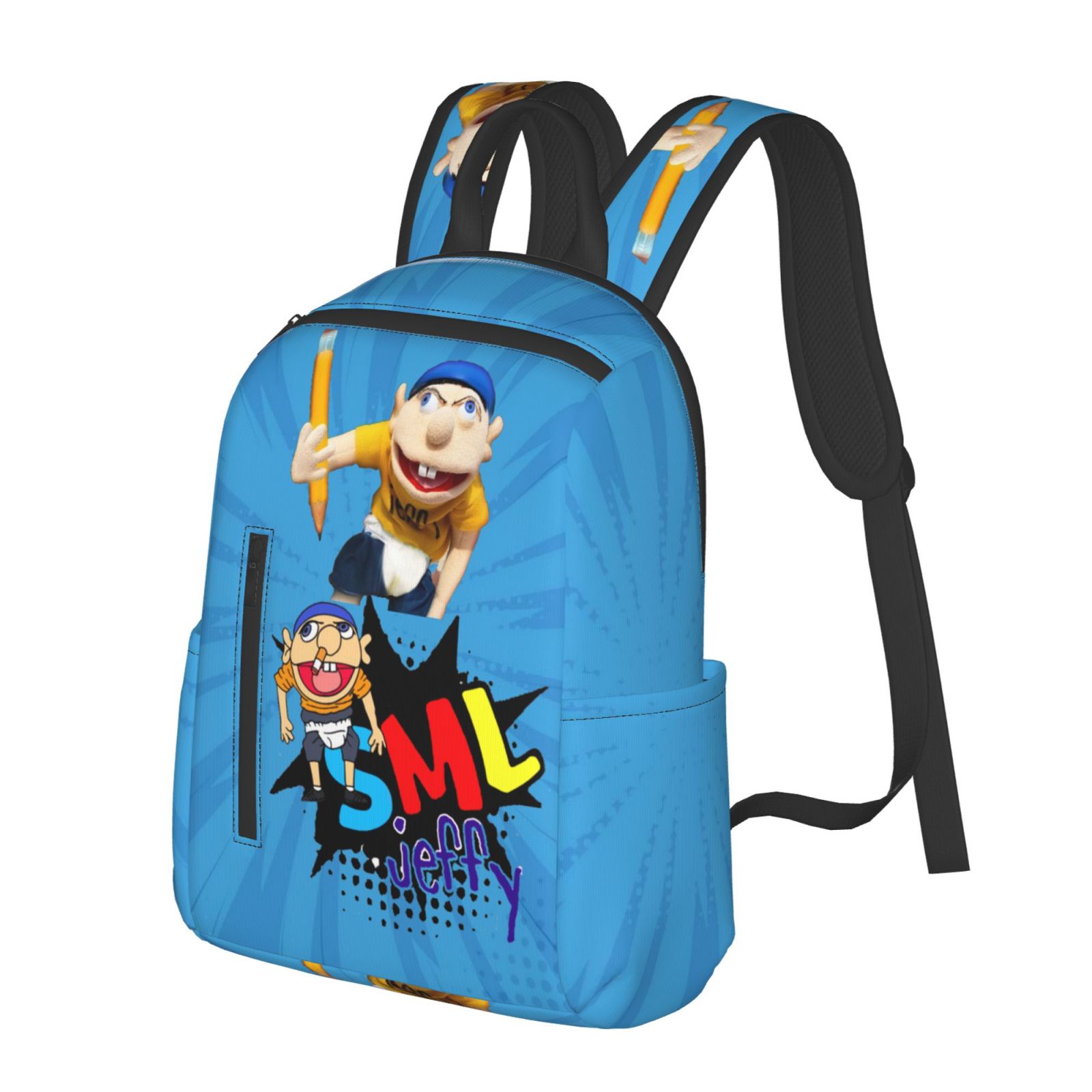 Pencil Jeffy SML Lightweight Backpack Student Bookbag School Bag Satchel Daypack Unisex Knapsack Rucksack For Kids Teens Adult