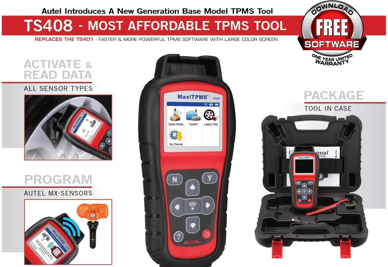 Autel MaxiTPMS TS408 All System TPMS Program Diagnostic Relearn Tool,Tire Pressure Monitor Sensor Activation,Key Fob Testing with Lifetime Update,MX-Sensors Advanced TS401