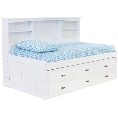 Abby 6 Drawer Solid Wood Bed with Bookcase Andover Mills Baby u0026 Kids Size: Twin, Bed Frame Color: White