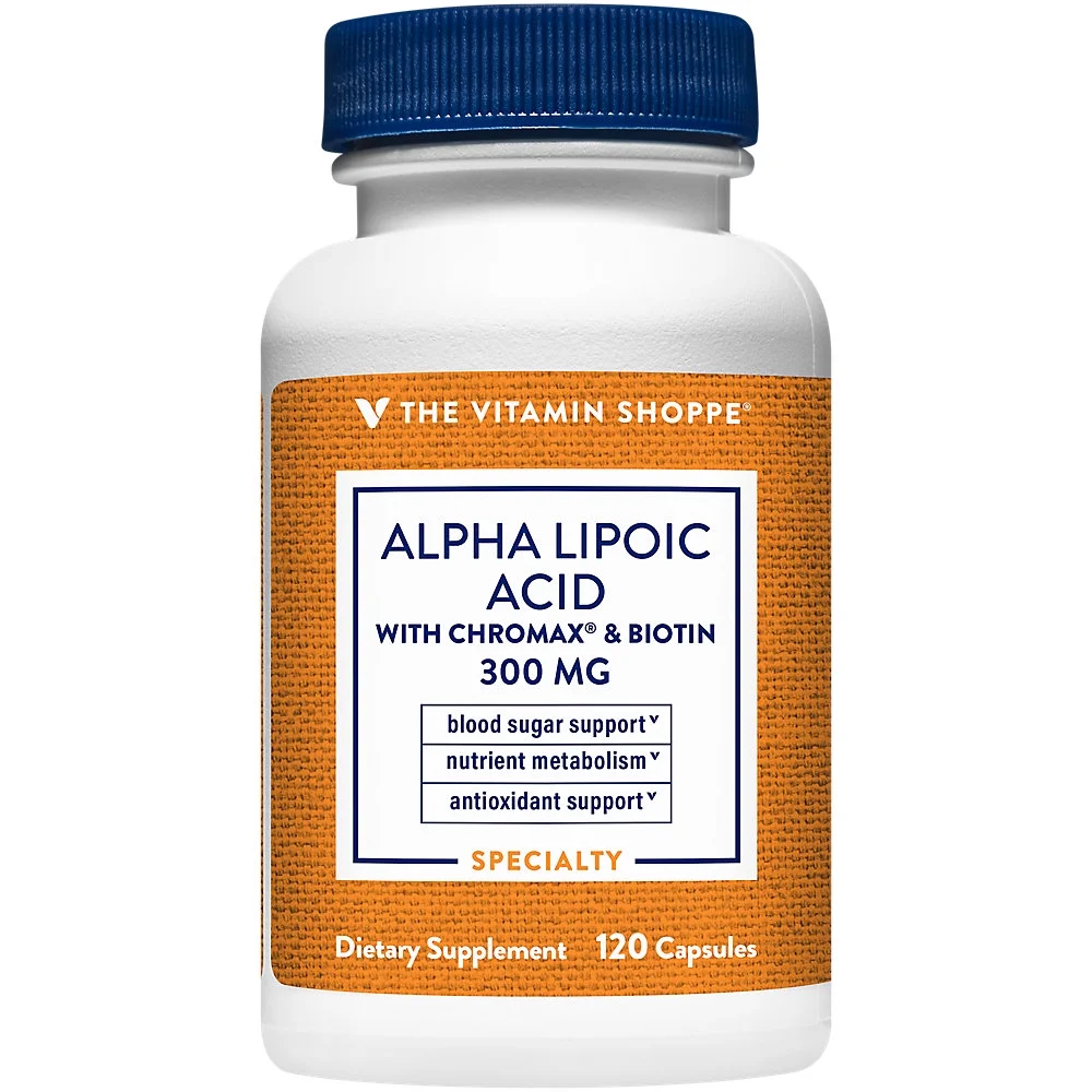 The Vitamin Shoppe Alpha Lipoic Acid with Chromax & Biotin - Antioxidant for Glucose Metabolism, Energy, & Cellular Health (120 Capsules)