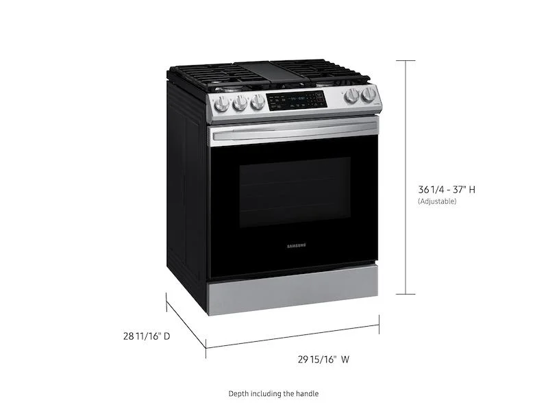 SAMSUNG NX60T8311SS 6.0 cu. ft. Smart Slide-in Gas Range with Convection in Stainless Steel
