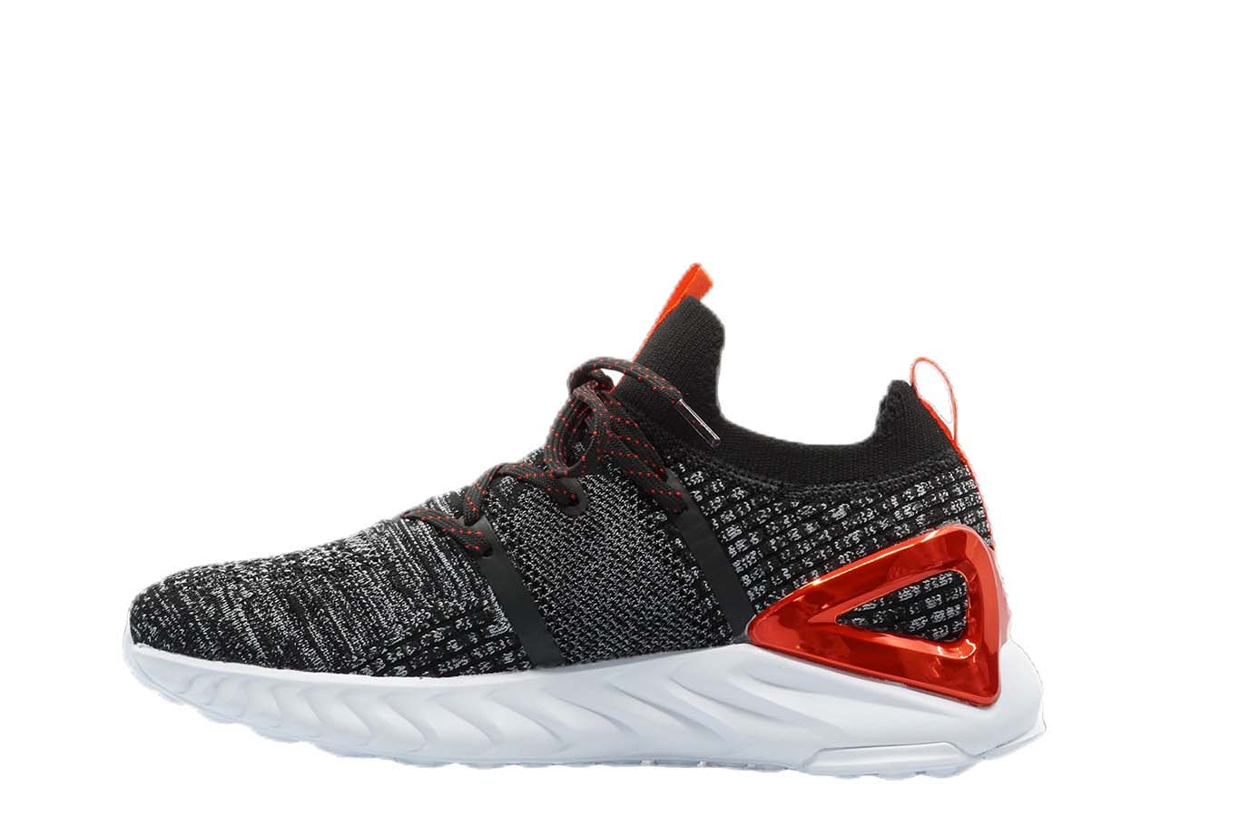 [E92577] Mens Peak Taichi 1.0 Plus Black Melange Grey Running Shoes - 7