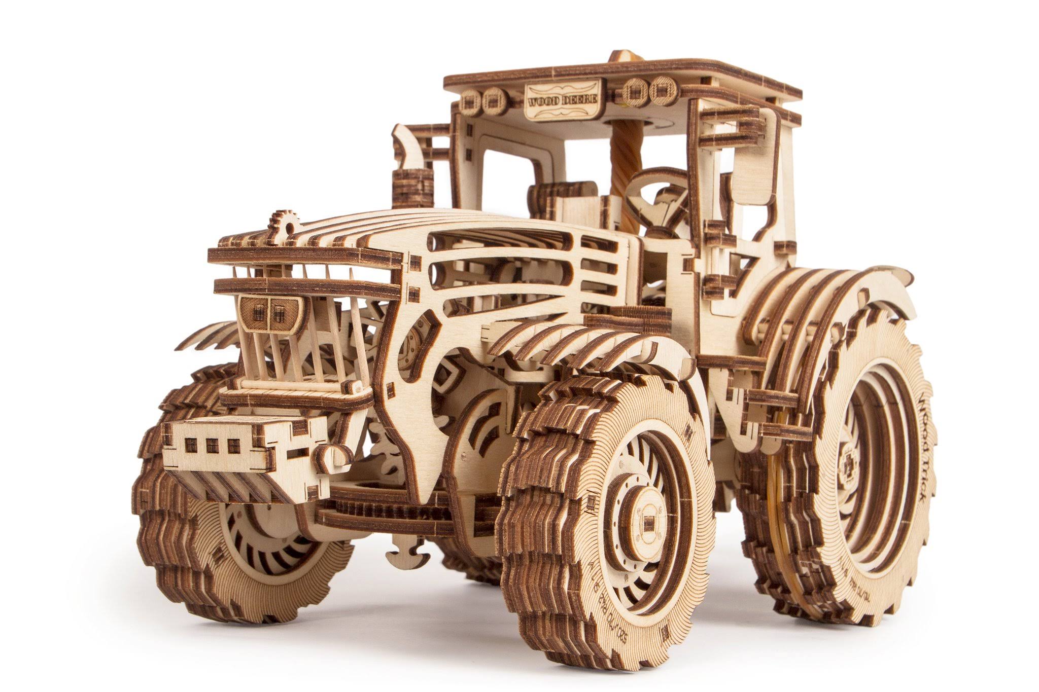 Wood Trick Wooden Mechanical Tractor Model Kit to Build for Adults and Kids - 11x7aa 3 - Detailed and Sturdy - Rubber Band Motor