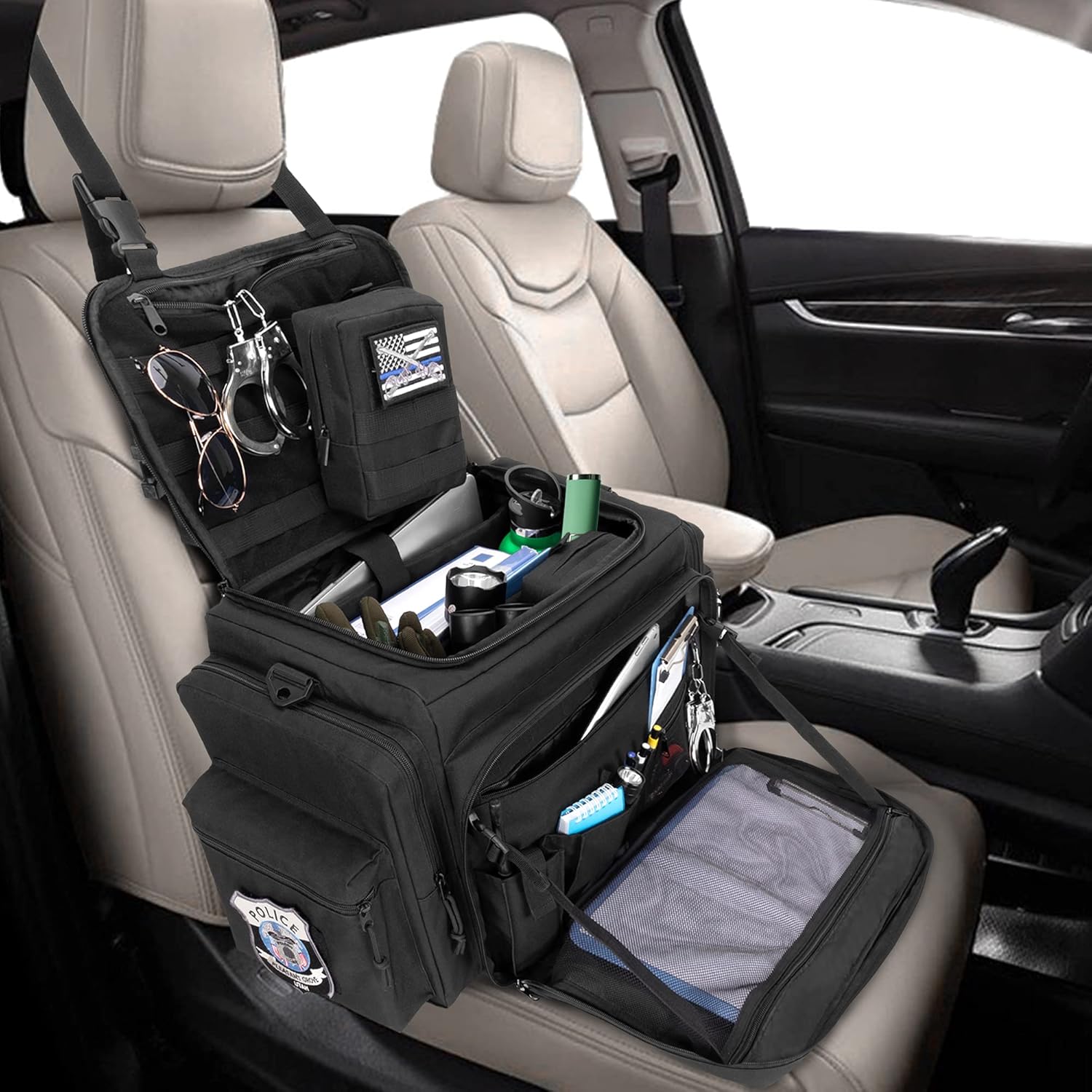 SAMDEW Patrol Bag, Police Gear Bag for Law Enforcement & Police Equipment, Car Front Seat Organizer for Police, Truckers & Travelers, with Laptop Layer (up to 15.6