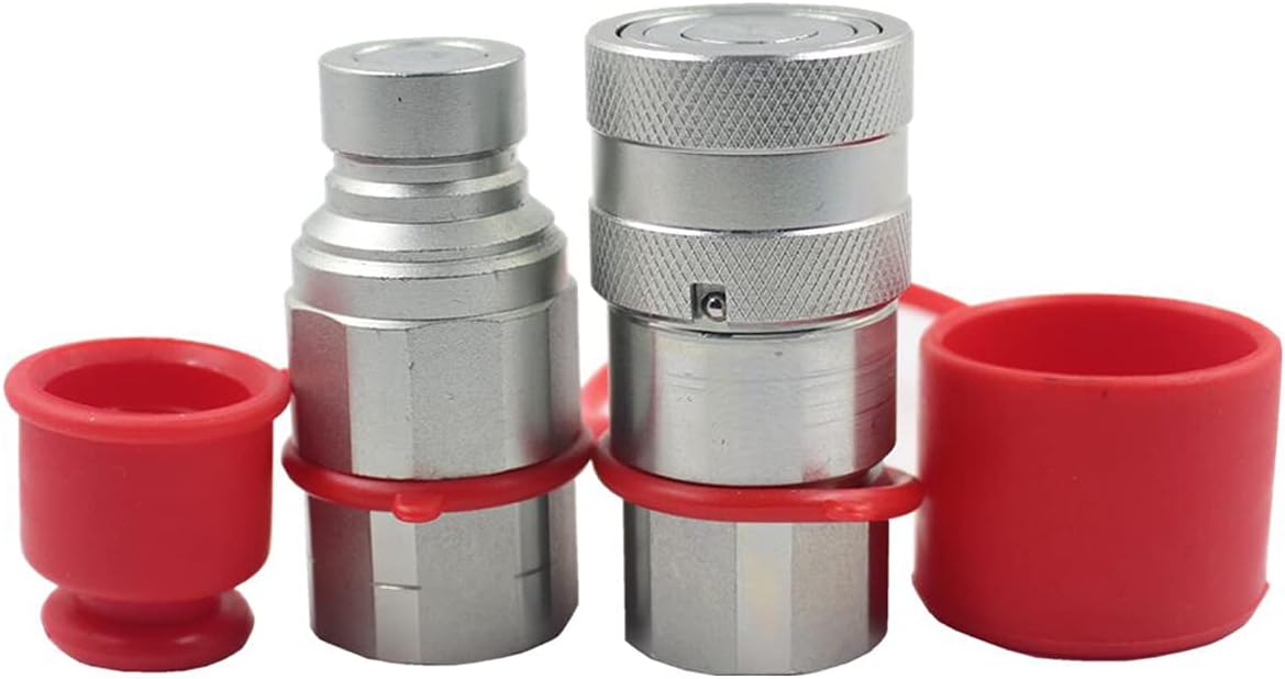 3/4'' SAE-12 UNF1-1/16 Skid Steer Flat Face Hydraulic Quick Connect Coupling/Coupler, 1/2 Body W/Dust Cap Pack of 2