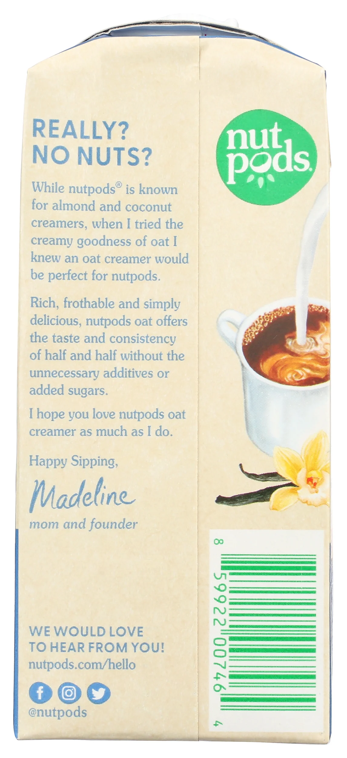 Nutpods Oat Unsweetened French Vanilla 11.2Oz 11.2 Fluid Ounce, Pack Of 12