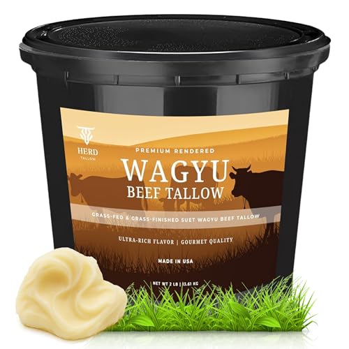 Beef Tallow for Cooking Grass Fed Grass Finished Wagyu 2 LB / 32 Oz Premium Rendered Suet