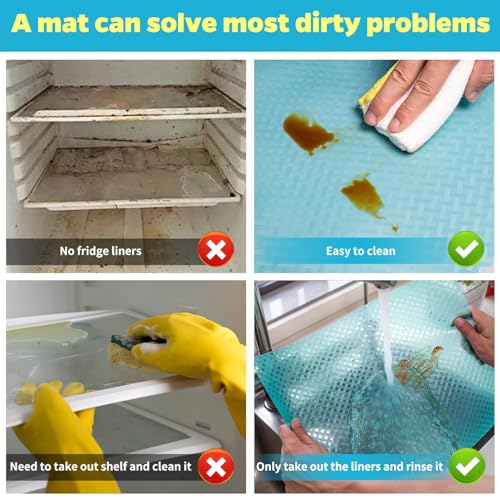 Bloss Refrigerator Liners Mats, Easy to Clean Fridge Liners, Washable Fridge Covers Pads, Shelf Liners for Kitchen Cabinets, Protect Freezer Shelves(Grid,18