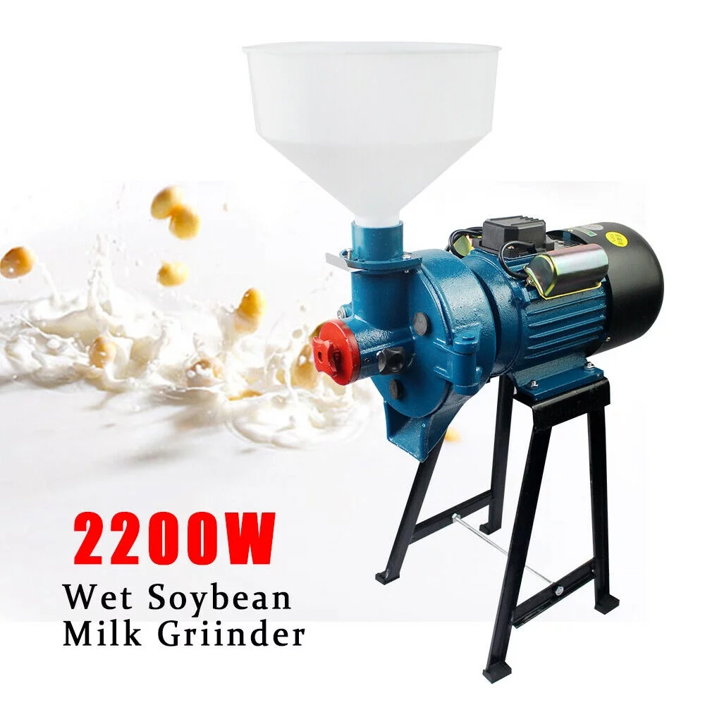 Commercial Electric Wet Beans Flour Grinder Rice Corn Grain Coffee Wheat+Funnel Wet Electric Feed Flour Mill Cereals Grinder Corn Grain Wheat+Funnel 2200W 110V