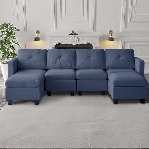 Casa Andrea Milano Modular Sectional Sofa, Boucle Fabric Convertible U Shaped Couch with Storage, 6 Seat Modular Sectional Sofa Couch with Chaise for Living Room, Apartment