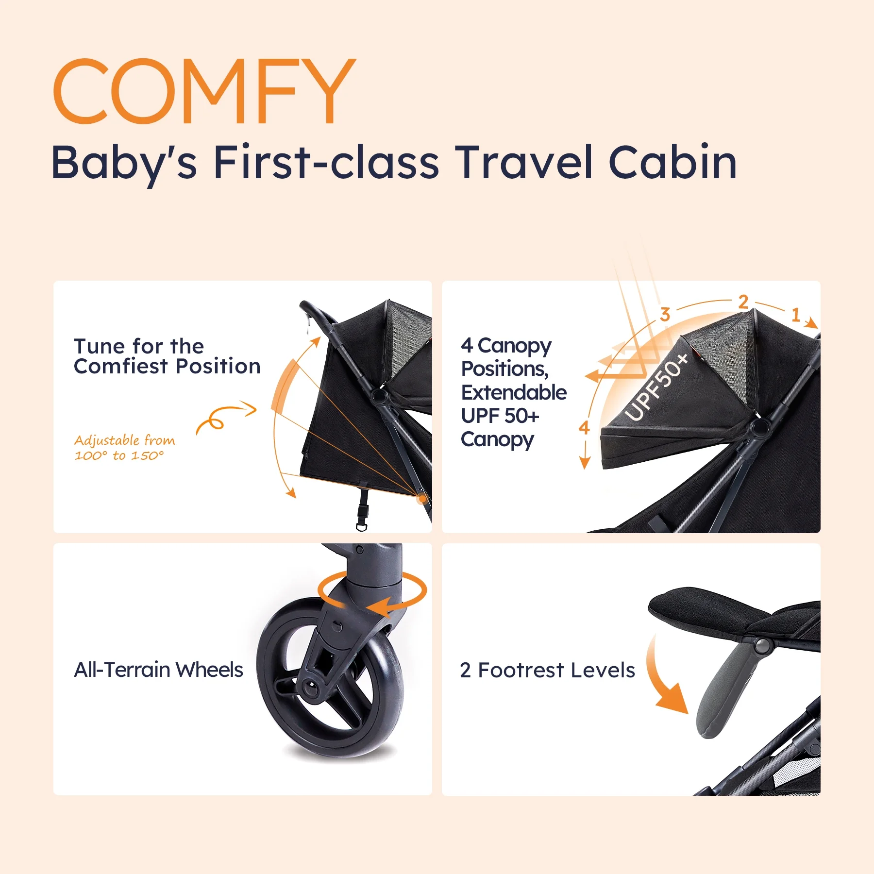 Mamazing Light Weight Baby Stroller, 11.5 lb Ultra Air Light Weight Foldable Carbon Fiber Baby Travel Compact Stroller for Plane